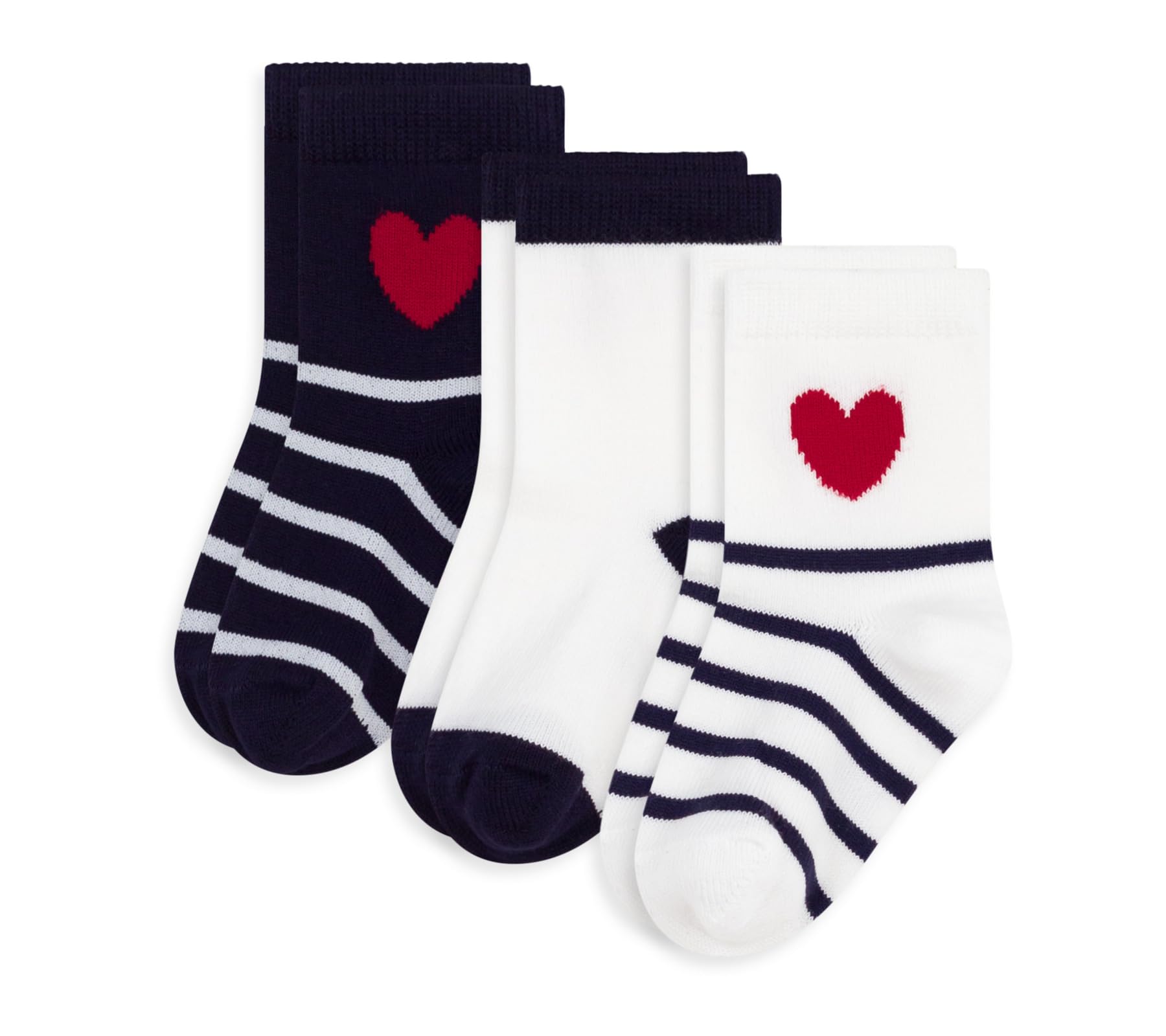 Petit Bateau 3 Paires de Chaussettes Bébé en Coton Rayures et Cœurs A0eop01 ACCESSOIRES Mixte bébé (lot de 3)