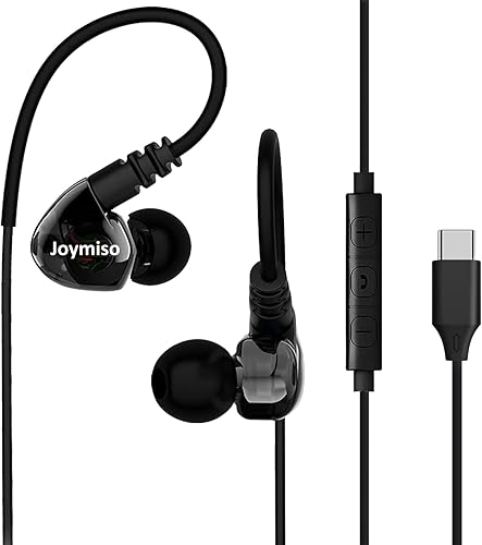 Joymiso Auriculares USB C tipo C con micrófono y volumen para Samsung Galaxy S20 S21 Ultra Google Pixel OnePlus iPad Pro auriculares deportivos con