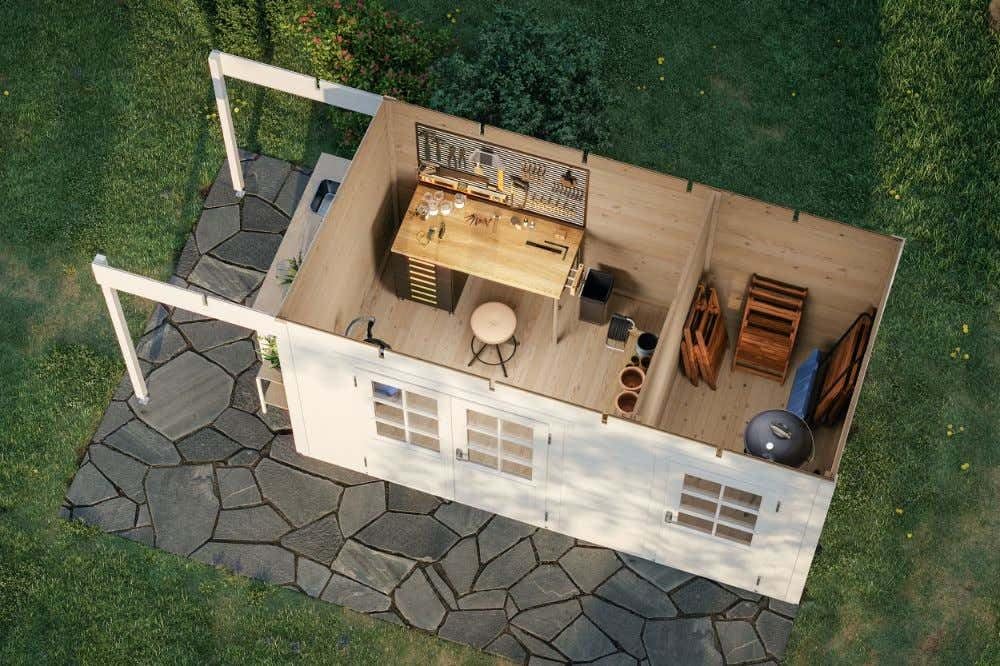 Alpholz Schwedenhaus Margareta Gartenhaus aus Holz, Holzhaus mit 34 mm Wandstärke, Blockbohlenhaus mit Montagematerial