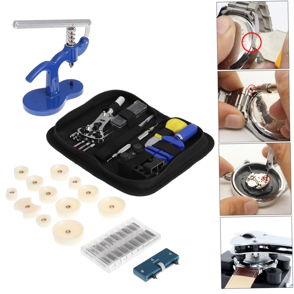 PACKOVE Kit D'outils de Réparation de Montres en Métal Plastique 409 Pièces