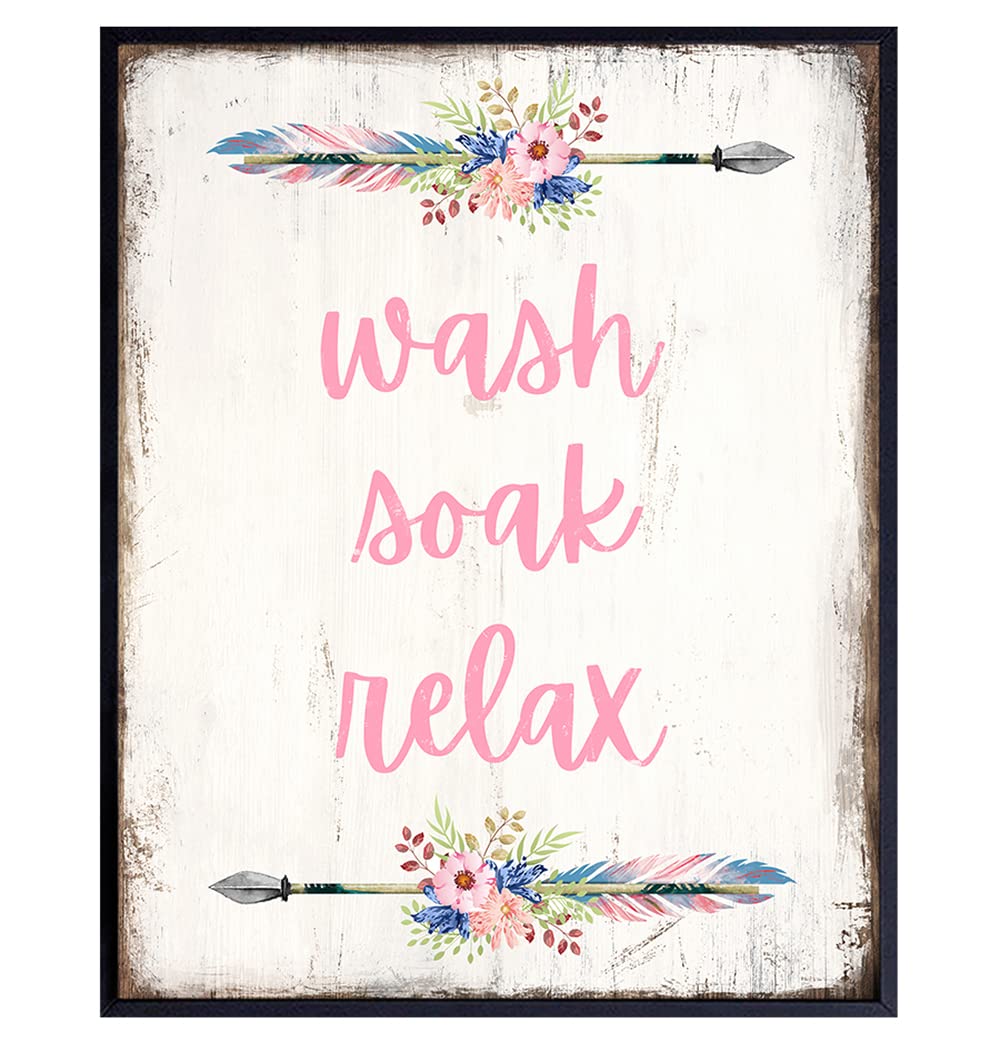 Amazon.com: Bathroom Wall Decor - Boho Bathroom Wall Art - Farmhouse ...