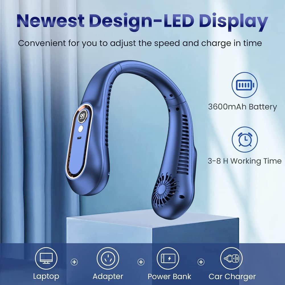 ZUMAHA Ventilatore Portatile Ventilatore da Collo Ricaricabile USB, Mini Ventilatore Portatile a 5 impostazioni di velocità, Ventola di Raffreddamento Senza Lama per Ufficio/casa/all'aperto Multiuso