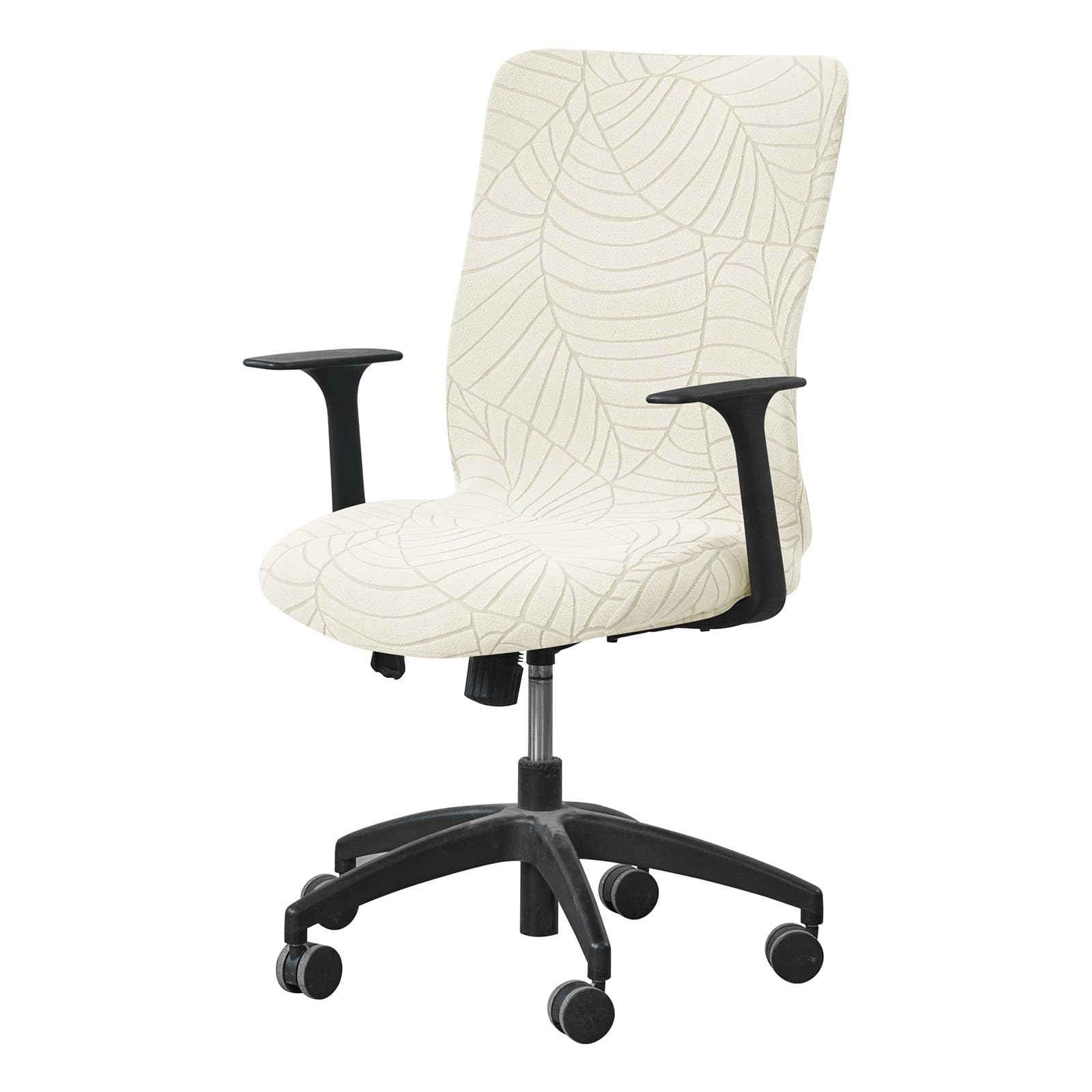 HACLEN Stretchy Rotating Chair Slipcover, Premium Soft Executive Chair Cover with Elastic Bottom, Non-Slip Washable Computer Chair Cover for Office Desk (Beige,one size)