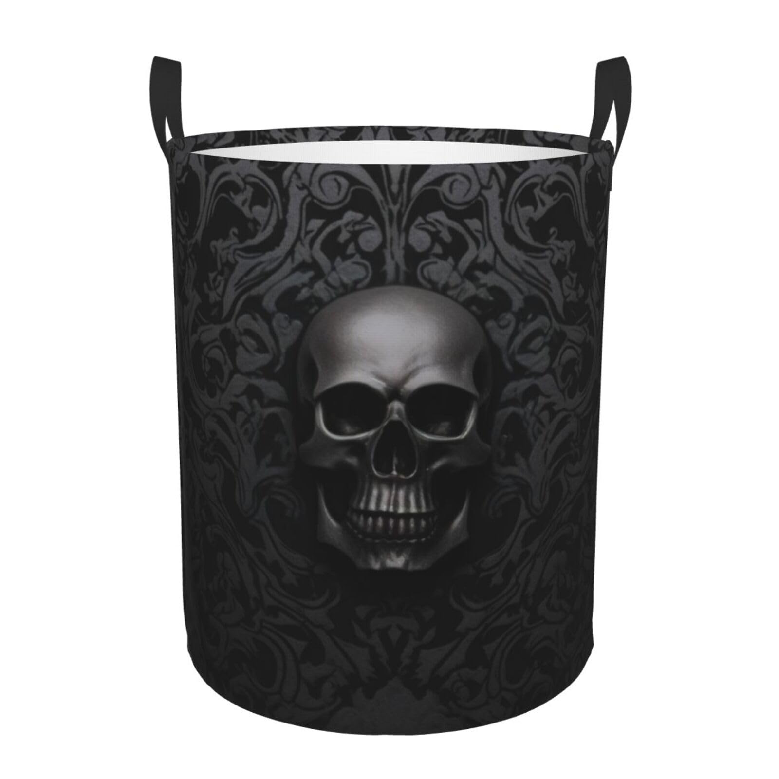 Gothic Wallpaper Skull - Circular Laundry Basket â€“ Waterproof, Lightweight, And Durability With Handles | Collapsible Laundry Hamper For Home Décor And Versatile Storage