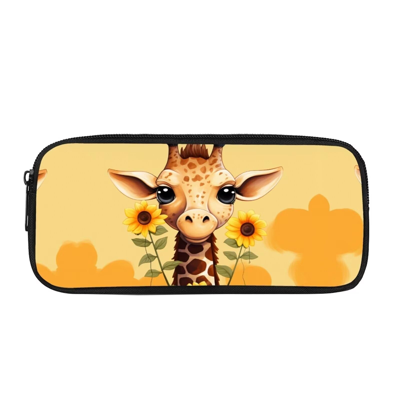Showudesigns Giraffe Sunflower Pencil Case for Girls Purse Pencil Bags School Supplies Stationery Pouch Kids Travel Storage Bag Boys Pencil Bag Yellow