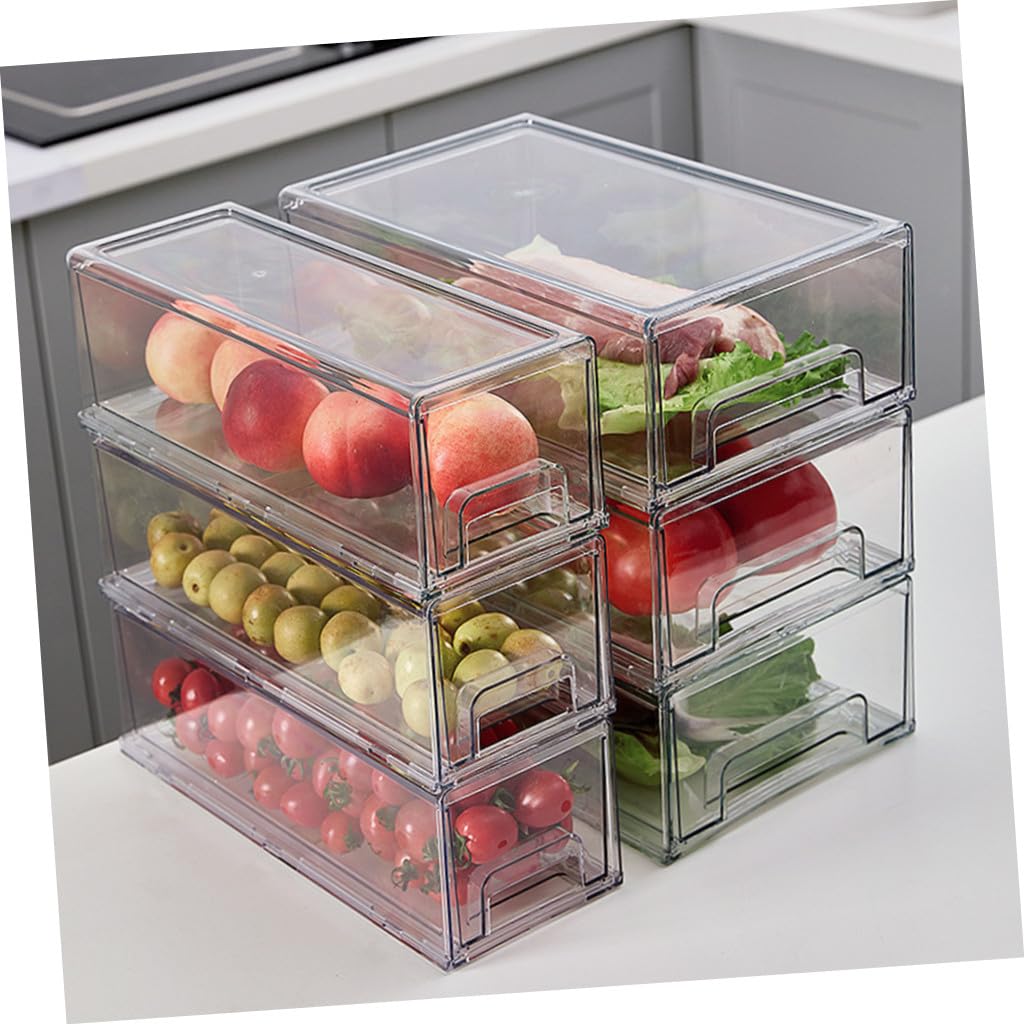 Garneck Contenedor Organizador para Refrigerador Gran Capacidad y Diseño Transparente de Pet, Caja Retráctil Fácil de Extraer Adecuado para Armarios y Cocina