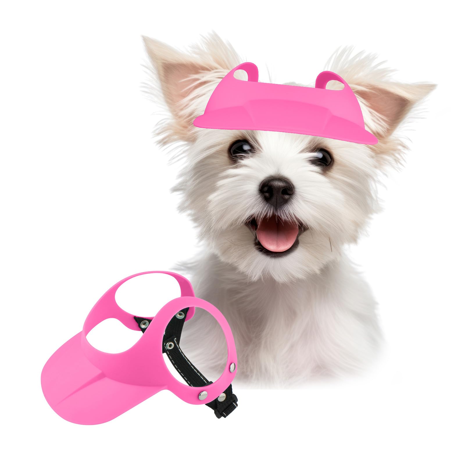 Dog Sun Hat Adjustable Puppy Cap with Ear Holes Summer Fashion Accessories for Small to Medium Dogs-Pink