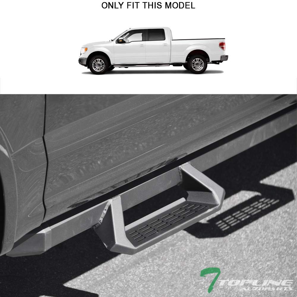 TLAPS 7422437371332 Compatible with 2009-2014 Ford F150 Super Crew (Crew) Cab Matte Black Aluminum Hoop Drop Step Side Nerf Bars