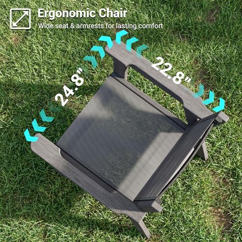 Image of HDPE Outdoor Dining Chairs Set of 2 | Textilene Weather Resistant Patio Stackable Chairs for Garden, Backyard, Lawn and Poolside, Grey