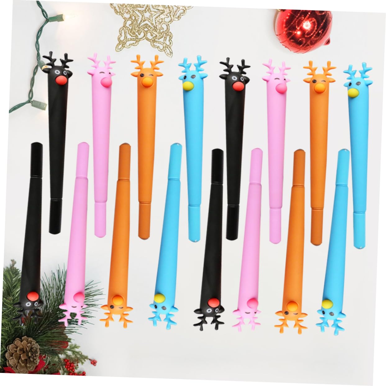DOITOOL 32 Piezas Bolígrafos de Tinta Azul con Diseño de Bolígrafos de Bola para Estudiantes y Oficina Colores Negro Marrón Azul y Rosa Paquete de Regalo