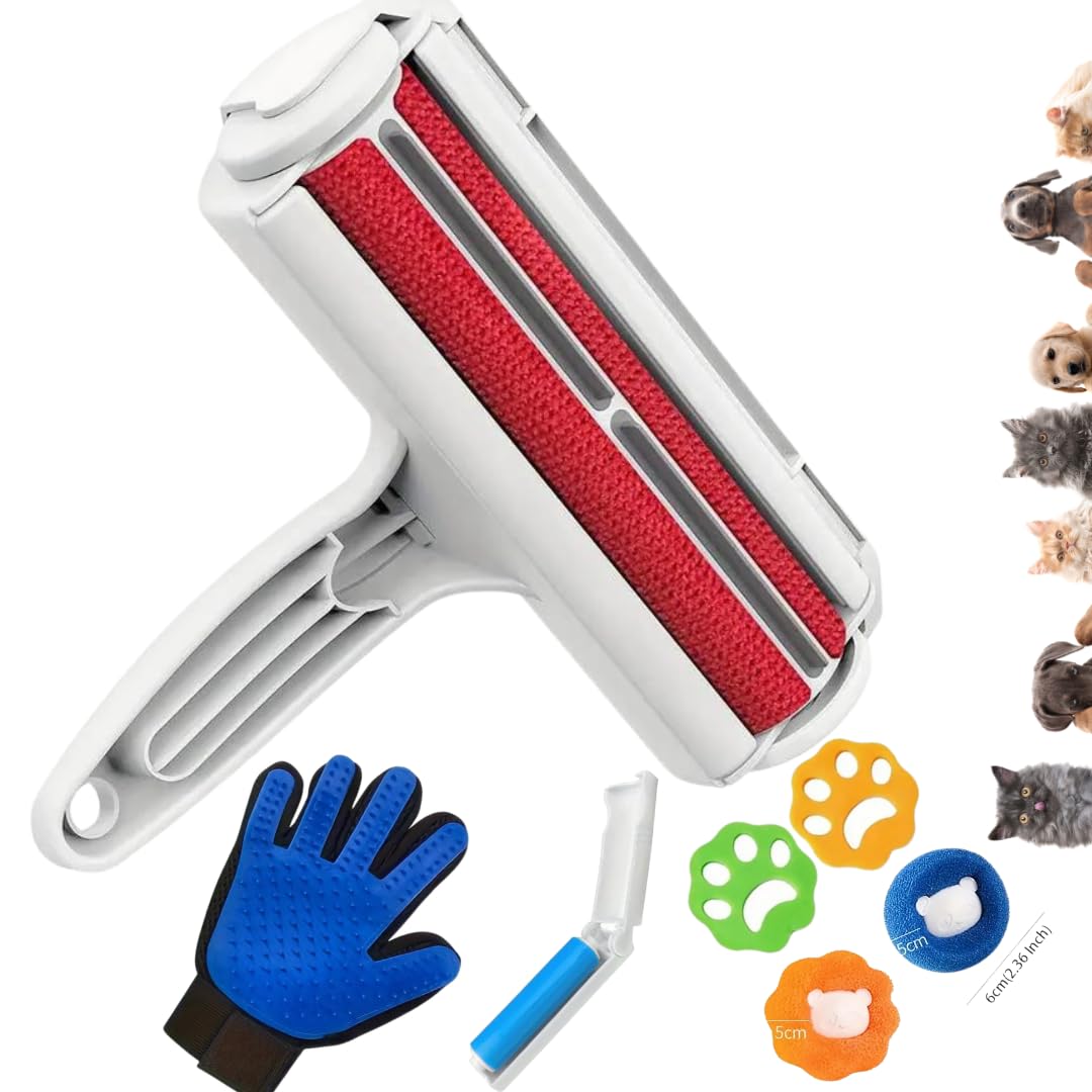 Quita pelos mascota,Rodillo quitapelos mascotas,rodillo quita pelos,rodillo pelo mascotas,lavable y reutilizable + Accesorios quitapelos mascotas - PACK QUITA PELOS MASCOTAS 5 en 1