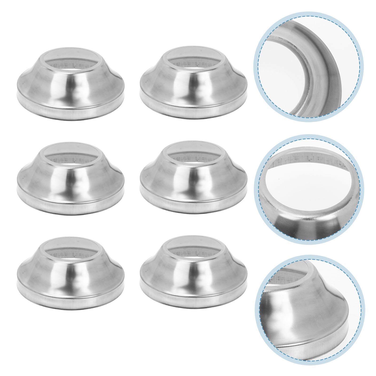 GALPADA Base de Columna de Barandilla Acero Inoxidable 6 Piezas, Cubierta Decorativa para Soporte de Barandilla, Faldón para Tubo Redondo Diámetro 51 Mm, Accesorio para Escaleras y Porche