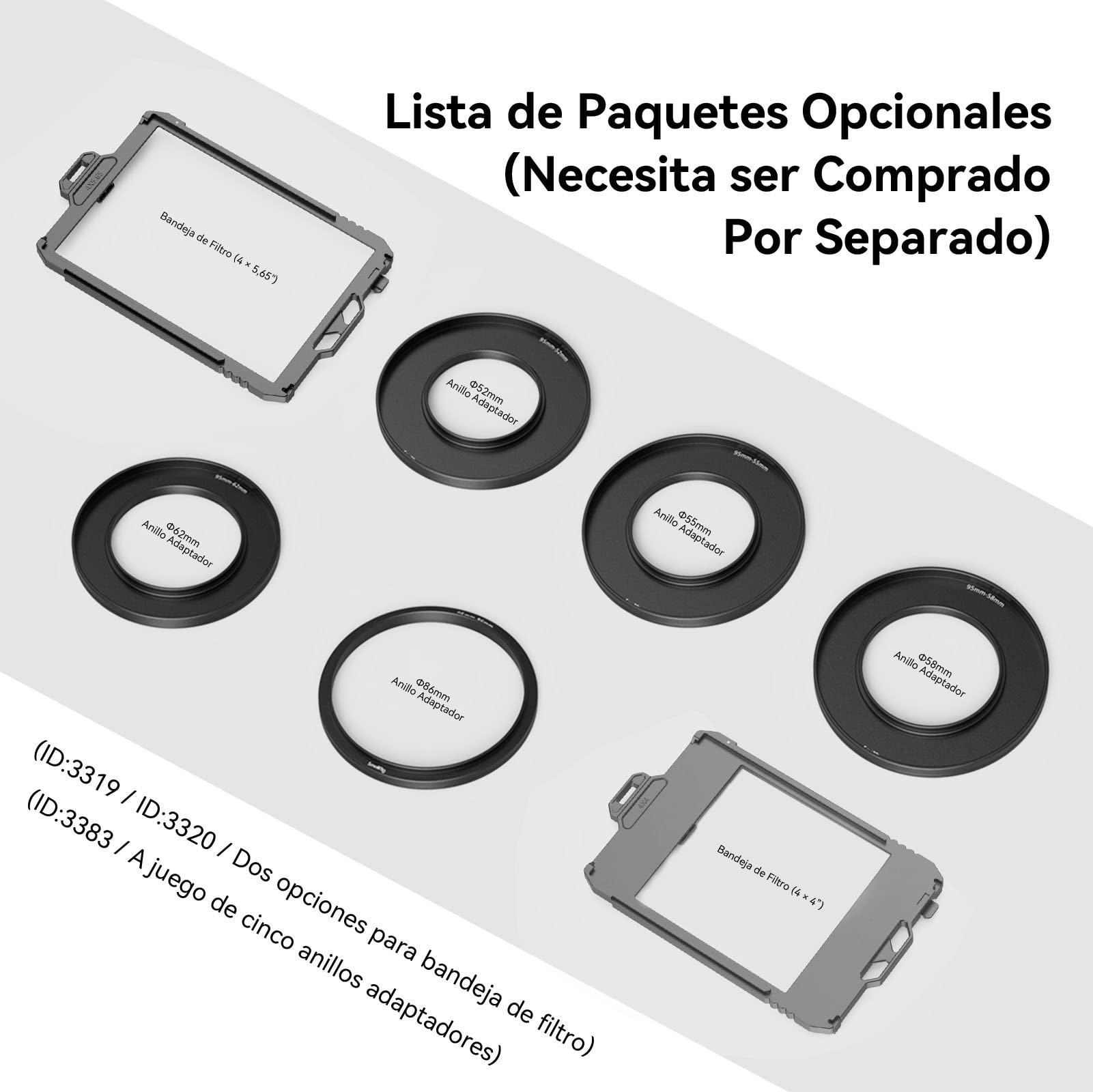 SMALLRIG Mini Matte Box Lite con Bandera Superior para Cámaras DSLR y sin Espejo, Caja Mate Compatible con Lentes de 67mm/72mm/77mm/82mm/95mm, Viene con Bandeja de Filtro - 3575