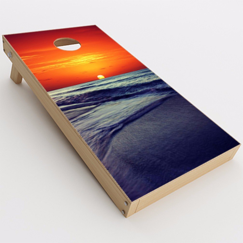 itsaskin1 Skin Decal Vinyl Wrap for Cornhole Game Board Bag Toss (2xpcs.) / October Sunset on Beach