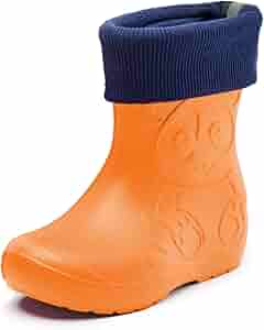 Ladeheid Stivaletti Pioggia Bambino in EVA Termici, Invernali Stivali Pioggia Bambina con Calzino Interno e Motivo a Rana, Scarpe Bambino per Passeggiate LA-CA-03 (Arancione Grigio, 22/23