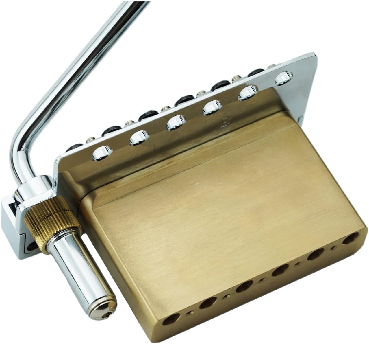 Guyker Guitar Tremolo Bridge with Stainless Steel Saddle String Space 10.8mm & Brass Block, Pop-In Vibrato Bar, Complete Install Kit for 6 String Electric Guitar(GG1009A-S, Chrome)