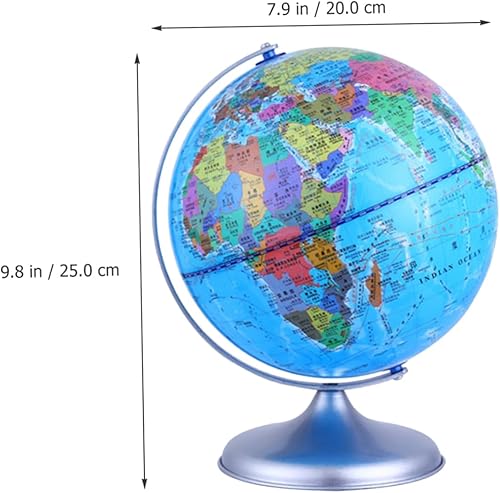 Miniatura 3 de HOMSFOU Decoración de globo de geografía para decoración de escritorio, globo del mundo, globo giratorio, globos del mundo con soporte de