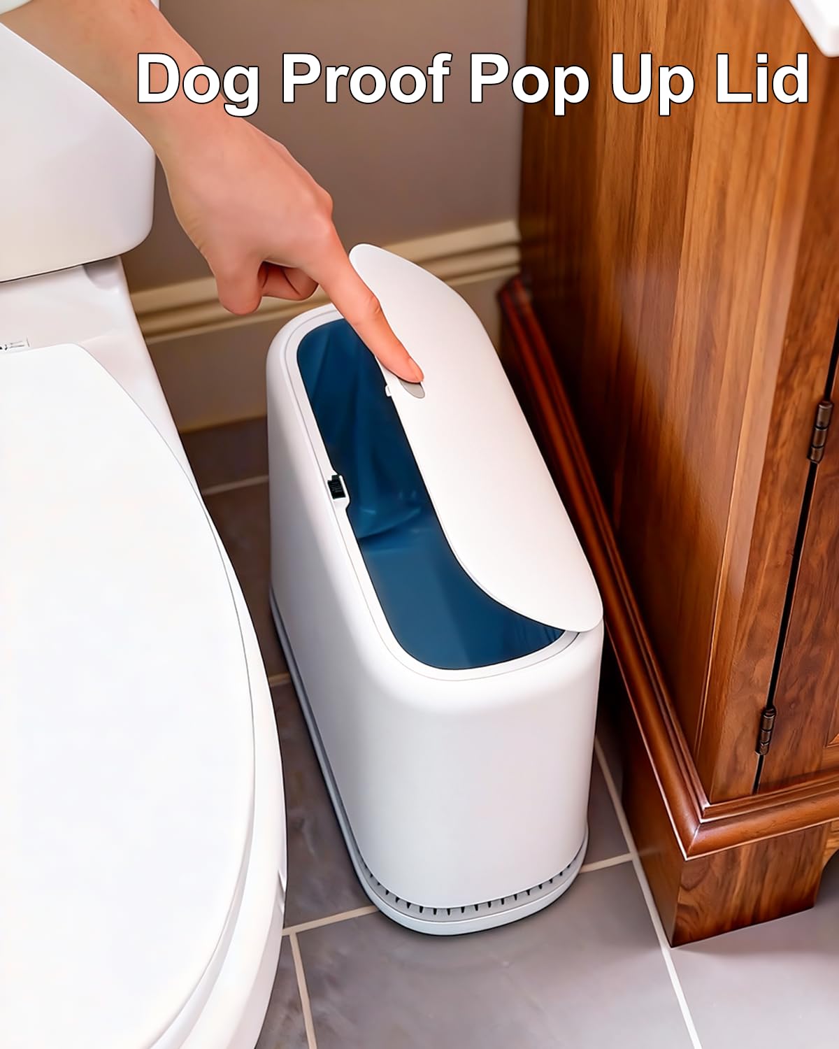 Slim Bathroom Trash Can - 2.3 Gallon with Lid -3 Slim Bathroom Trash Can - 2.3 Gallon with Lid -3