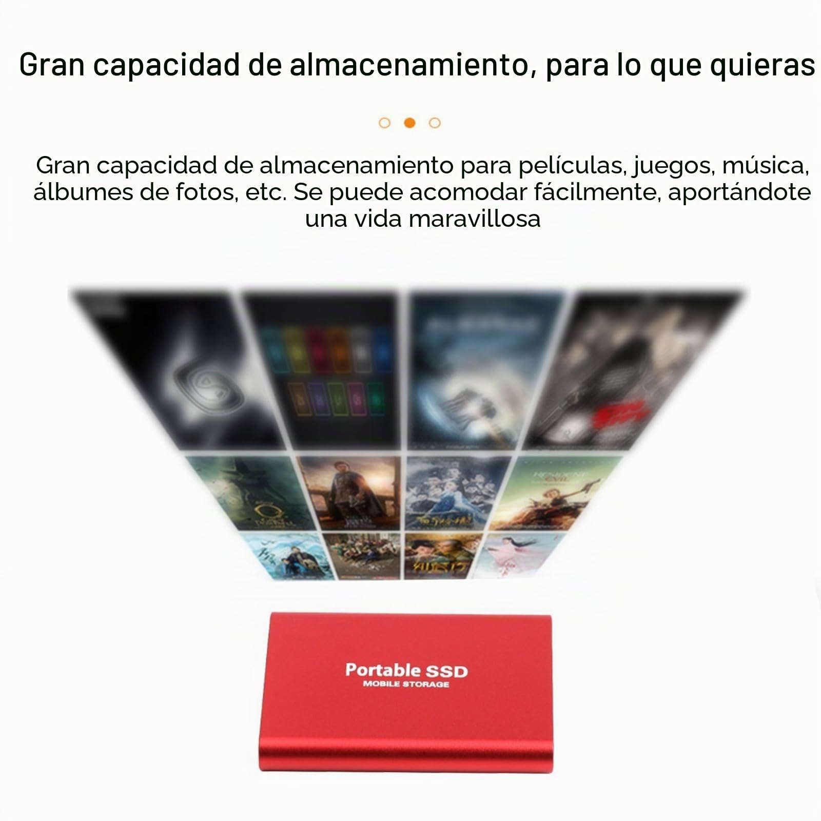 Unidad portátil de estado sólido (PSSD) de 2 TB tipo C con 1000 MB/s de alta velocidad, resistente a los golpes y compatible con PC/Mac/teléfonos móviles/consolas de juegos