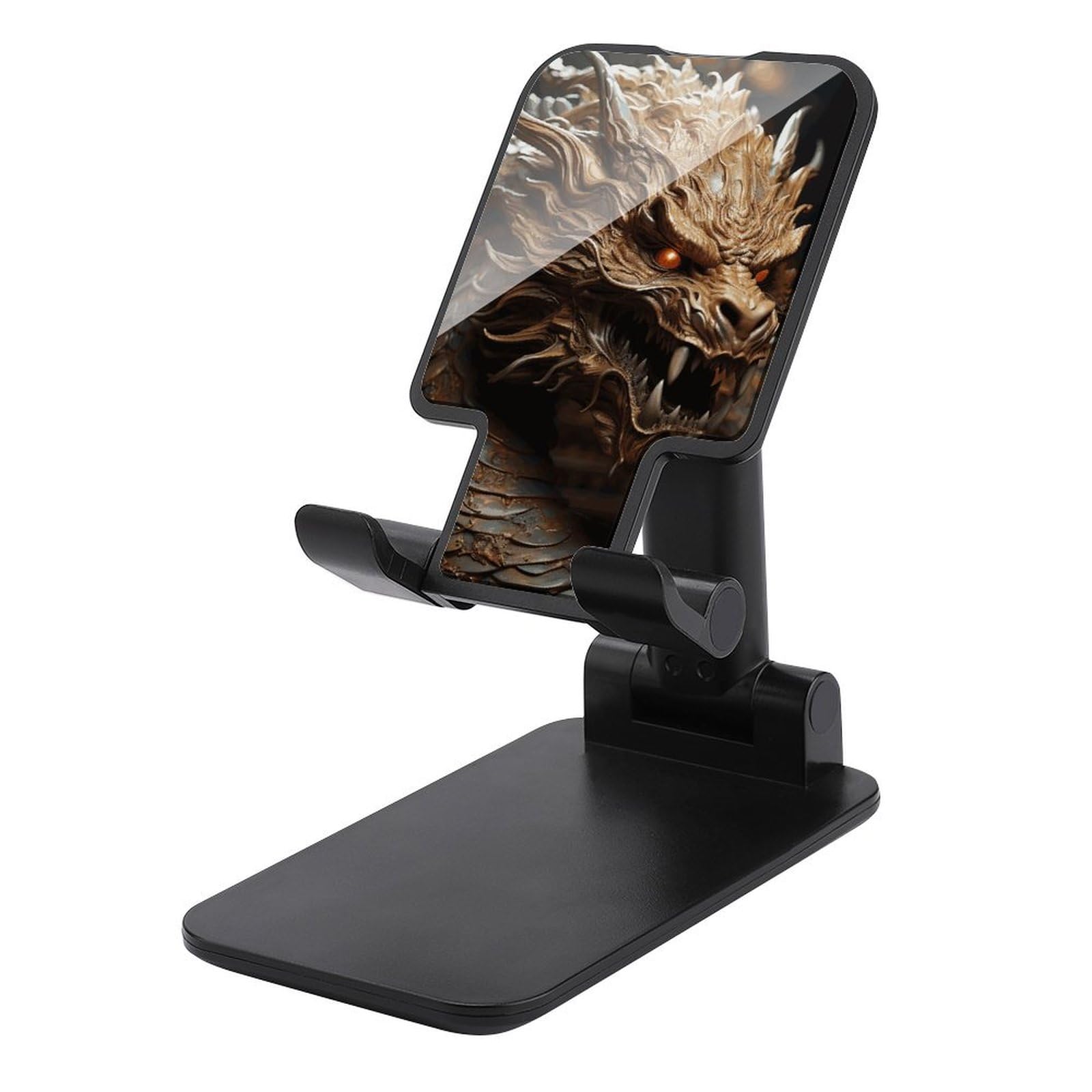 Support de téléphone portable pliable dragon doré rouge de bureau