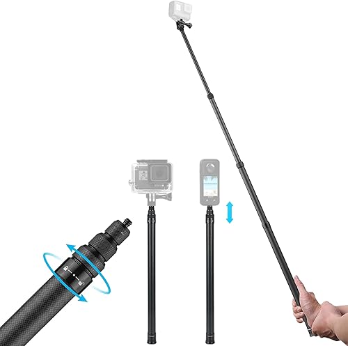 KoveYzao 56-290 cm Ultra Long Invisible Carbon Fibre Selfie Stick for Insta360 Durable 4 Selfie Stick with Adjustable Length