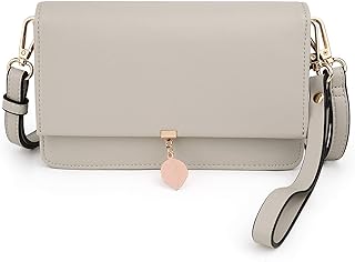 Borsa a tracolla Donna di Pelle sintetica Borsa a mano con cinturino per smartphone Portafoglio con slot per schede Grigio