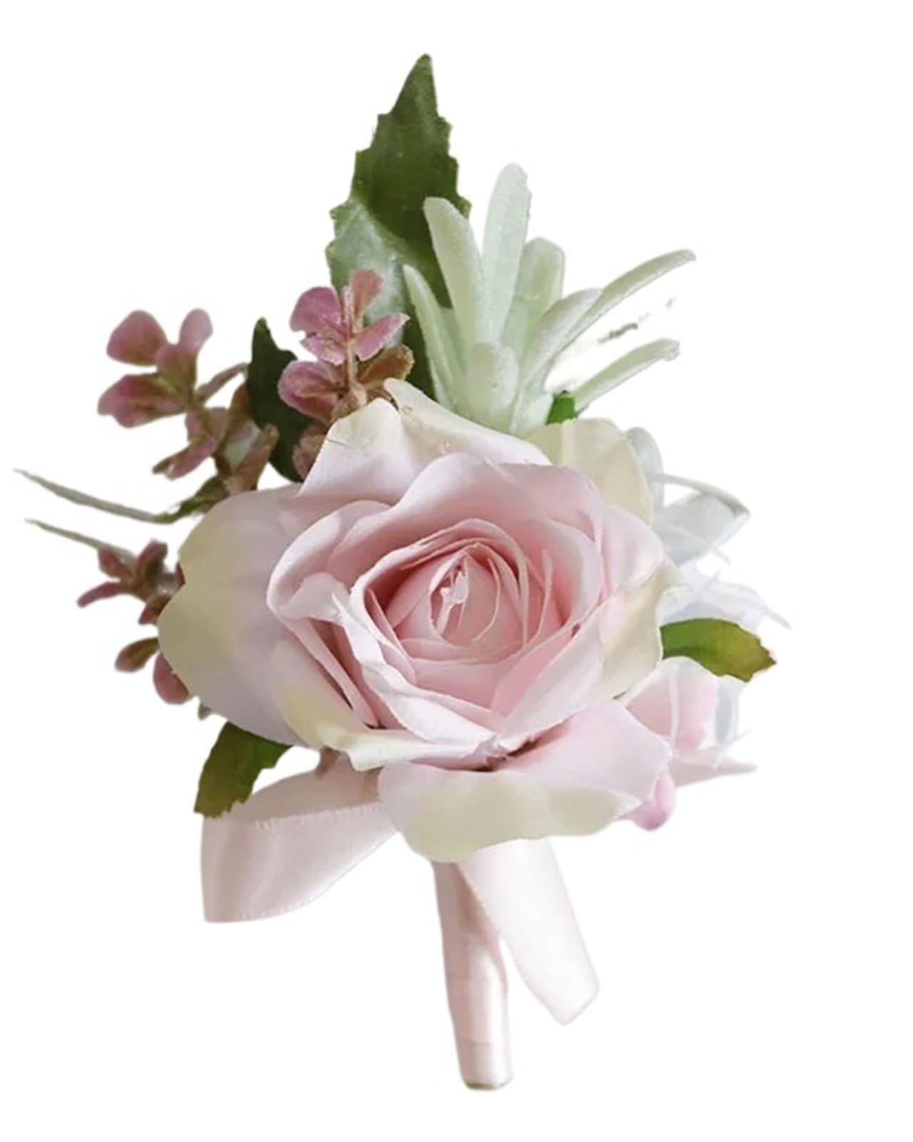 WTAXBH Corsages for Weddings 3pcs Beige Boutonnieres Flowers Silk White Corsage Buttonhole Groomsmen Boutonniere For Men Wedding Accessories(Boutonniere H)