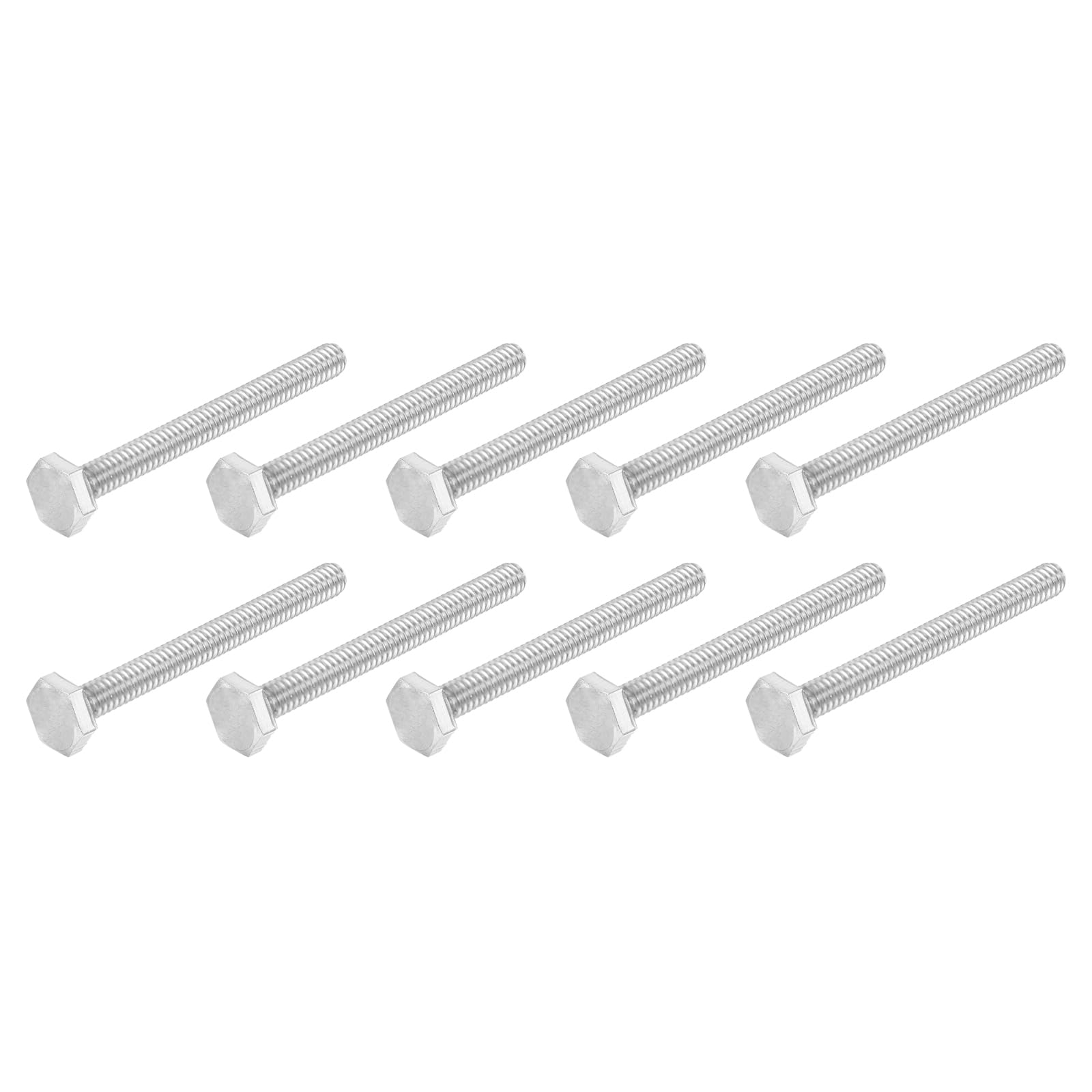 METALLIXITY Hex Head Screw Bolt (1/4-20x2-1/2") 20Pcs, 316 Stainless Steel, Fully Threaded, External Hex Drive, Bright Finish