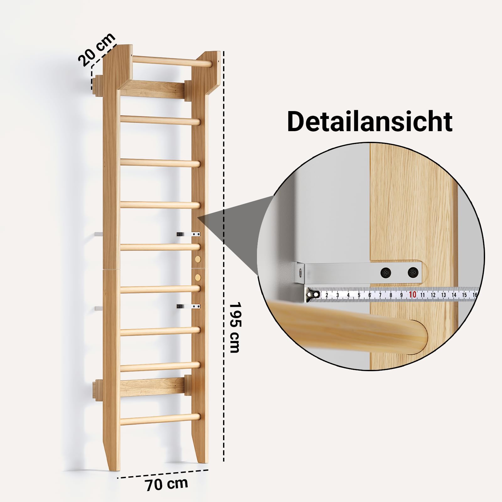 COSYLAND Sprossenwand aus Holz mit Klimmzugstange, Indoor Kletterwand für Kinder & Erwachsene, Turnwand für Kinderzimmer & Fitness, Türrahmen-Montage, Wall Bars