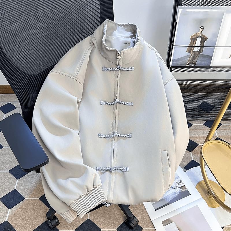 CHONG FENG XIA Spring and Autumn Chinese-style Standing Collar Button-up Zipper Jacket Men's Loose Retro4