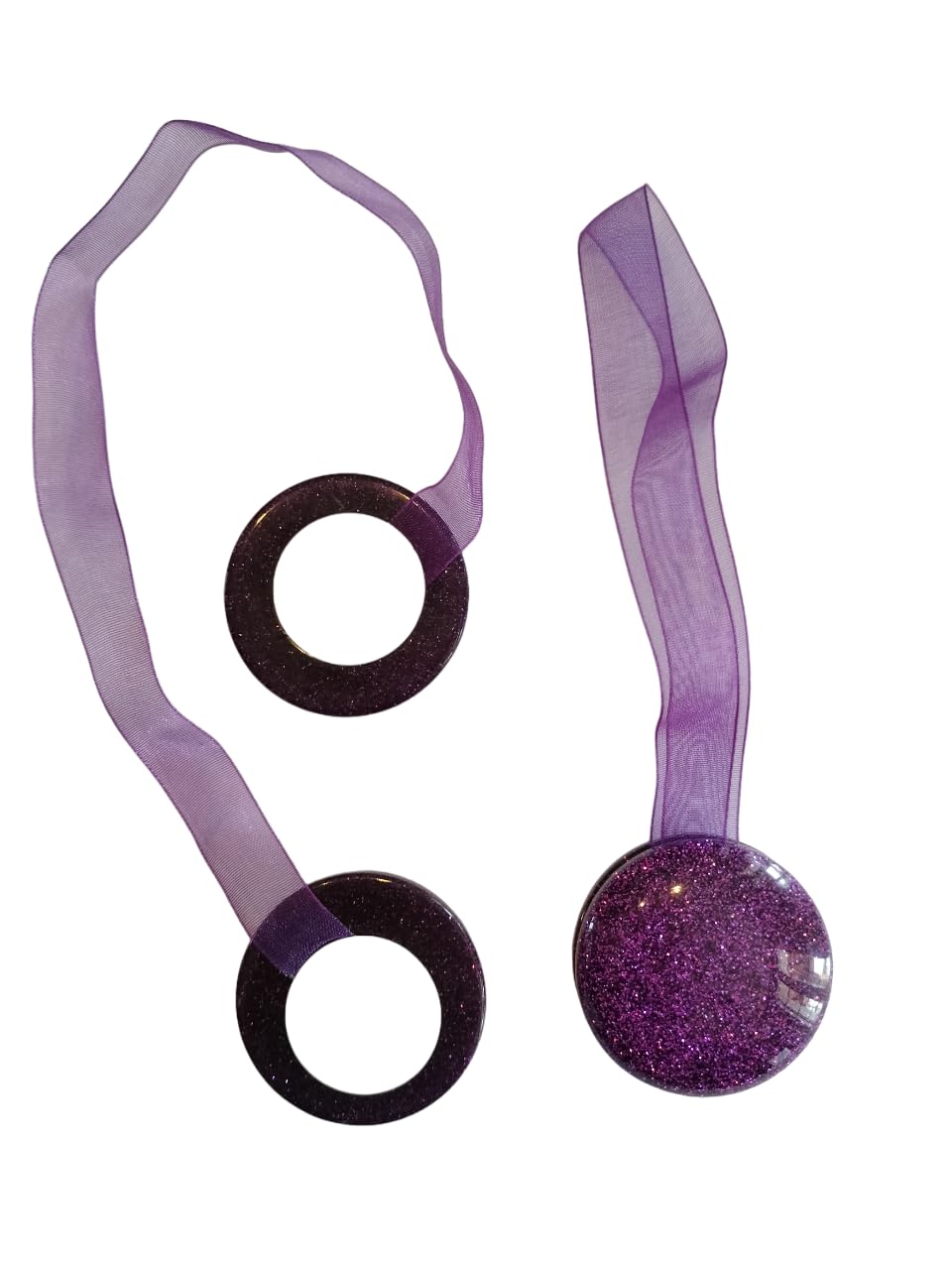 Calamite Fermatende Decorative - Forma Tonda Glitter - Con Nastro In Organza - Vari Colori Disponibili - Foto 6