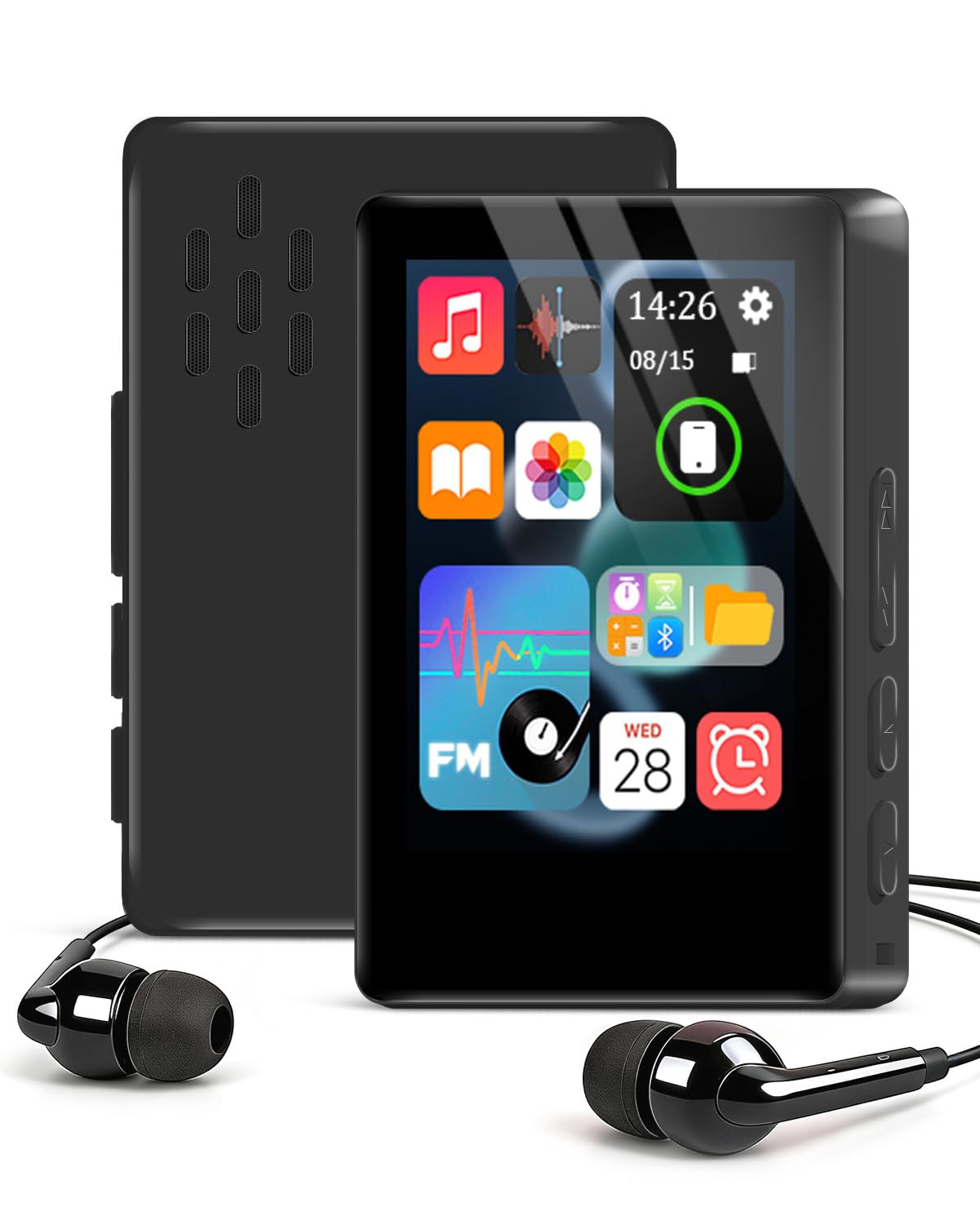 Portable MP3 Player with Speaker, Mini Bluetooth 5.2 MP3 Player with Headphone Jack,Independent Volume Control, FM Radio,Voice Recorder Expandable 512GB(Black)-image-5