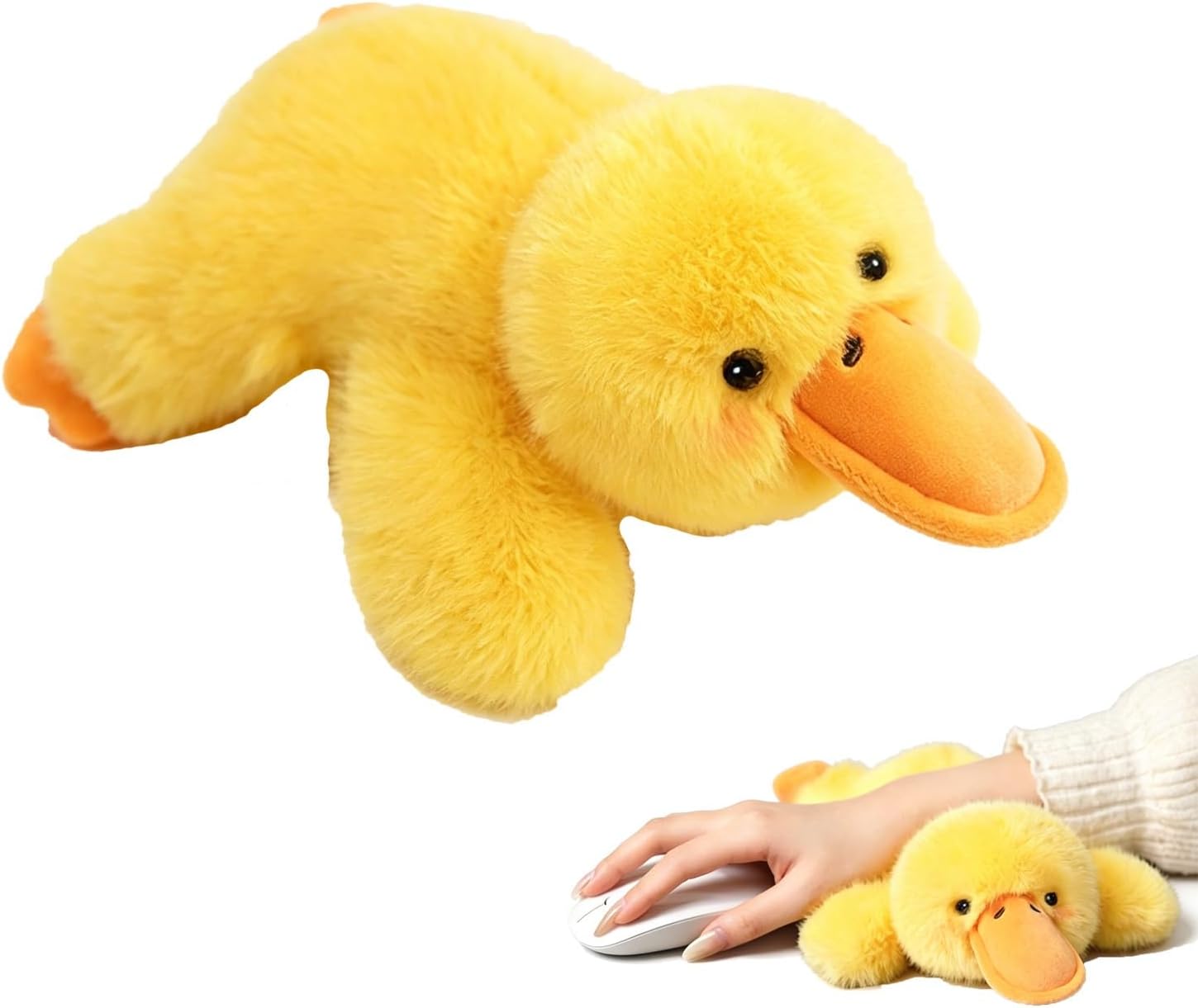Cute Duck Plush Mouse Wrist Rest Pain Relief, Ergonomic Stuffed Animals Mouse Support Pad Filled Ergo Beads for Computer, Laptop, PC Gaming(Duck)