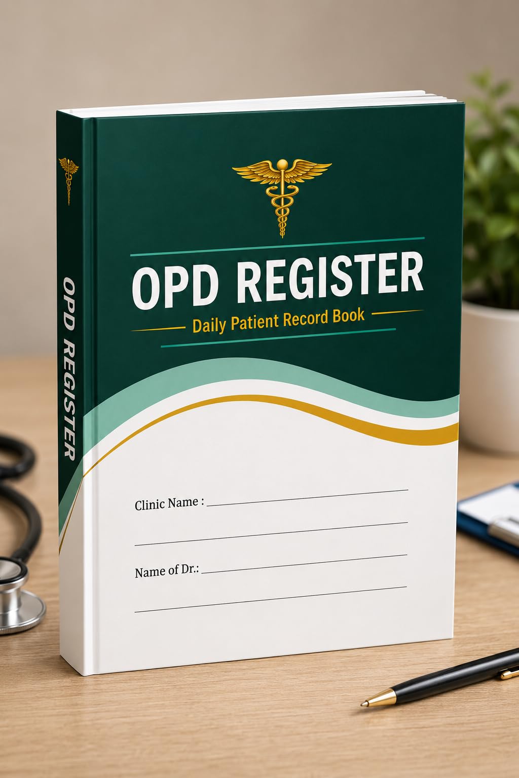 Green 200 pages OPD Register Daily Patient Record Book, perfect Bound, 200 Pages, A4, for Clinics, Hospitals & Healthcare Centres-image-0