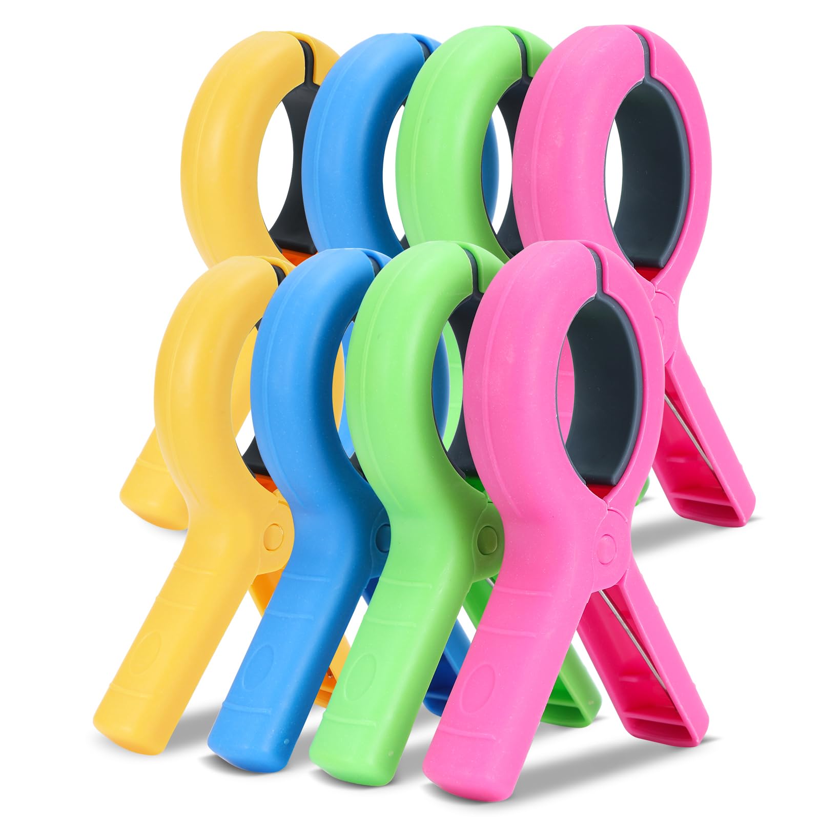 5.1 Inch Large Beach Towel Clips for Beach Chairs, 8 Pack Towel Clip for Chair Cruise Pool, Clothes Pins Jumbo Size 4 Colors