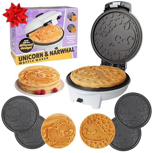 Giant 8" Pancake and Waffle Maker w 4 Removable Plates-