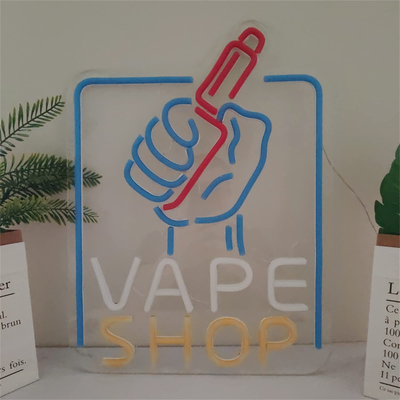 REWIS Letrero de neón LED para Tienda de vapeo, Luces de neón con Enchufe Personalizado con Control Remoto, atenuación y Ritmo dinámico, señalización Luminosa Colgante para Tienda de vapeo,50x38cm