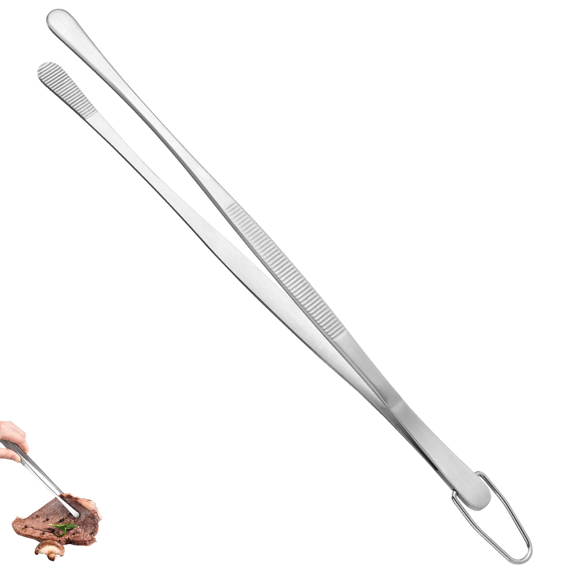 U-Taste Kitchen Cooking Tweezer, 18/8 Stainless Steel Tong, 12in/Round Tip