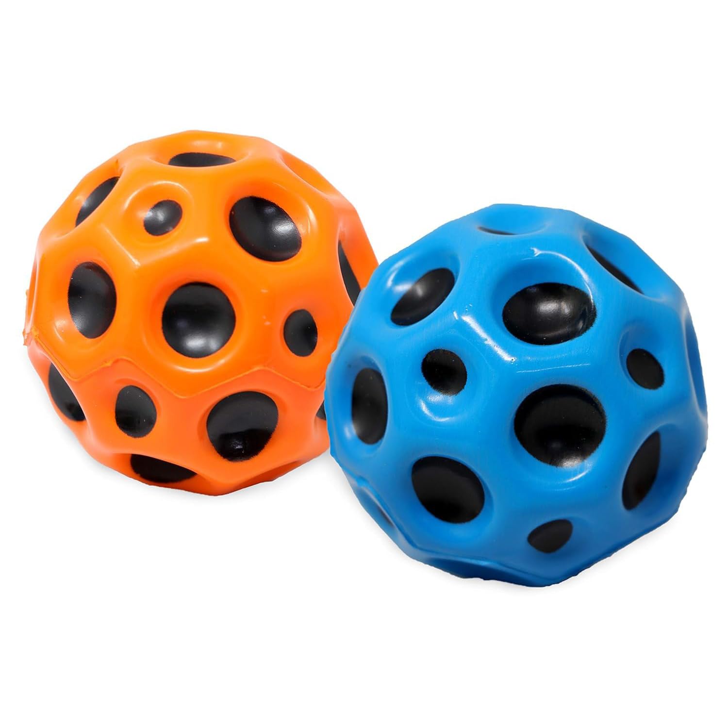 Planet of Toys MoonBall, High Bouncing SpaceBall, Pop Bouncing TrainingBall, Children's SensoryBall, Easy to Catch, Multicolour (Pack of 2)