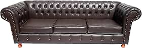 Sofá Luiz XV Chesterfield Capitone (Marrom)
