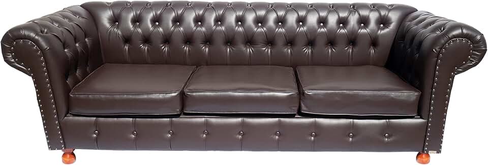 Sofá Luiz XV Chesterfield Capitone (Marrom)