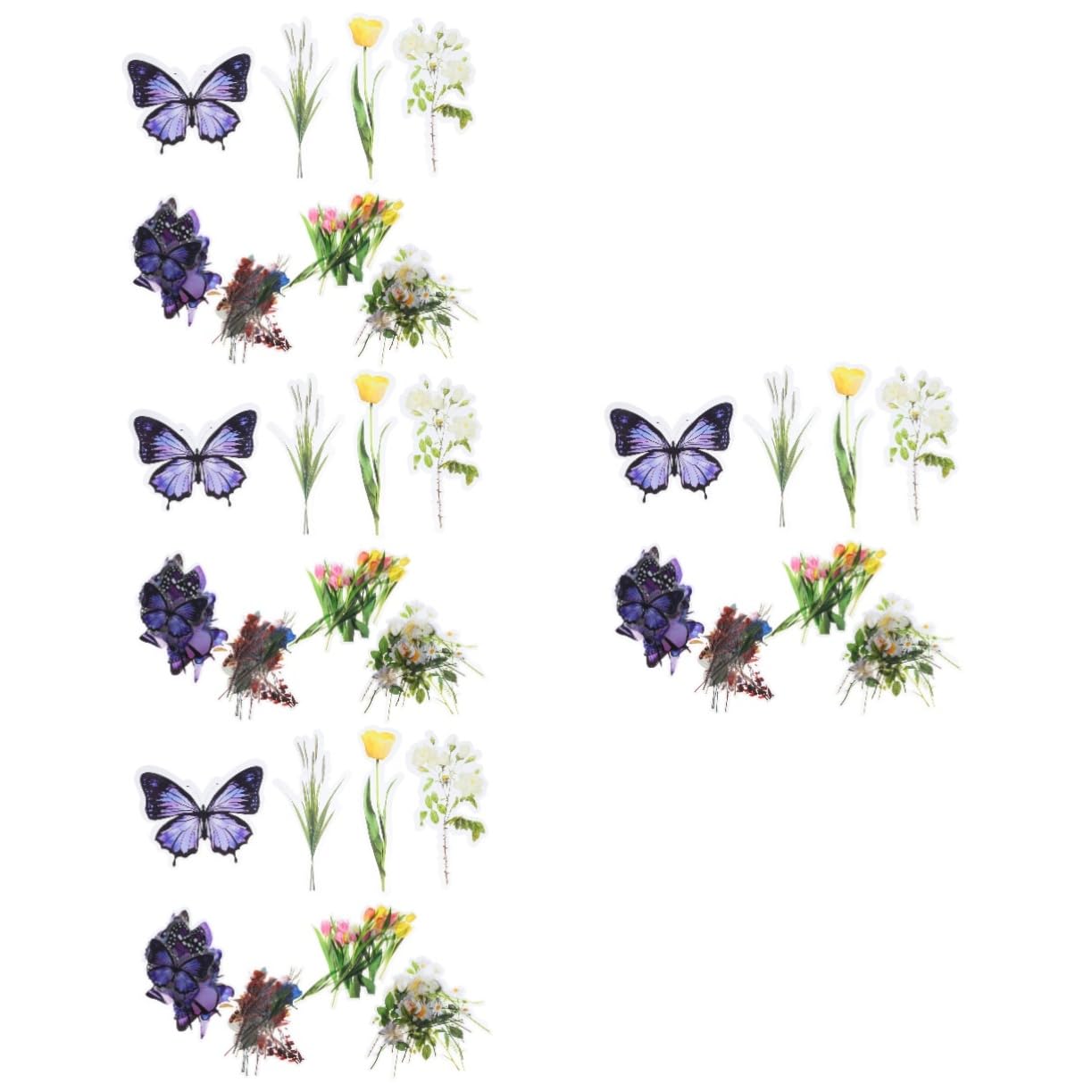 4 Pièces Autocollants Floraux Rétro de Stickers Diy pour Scrapbooking Journal Décorations avec Fleurs Auto Adhésifs par Paquet