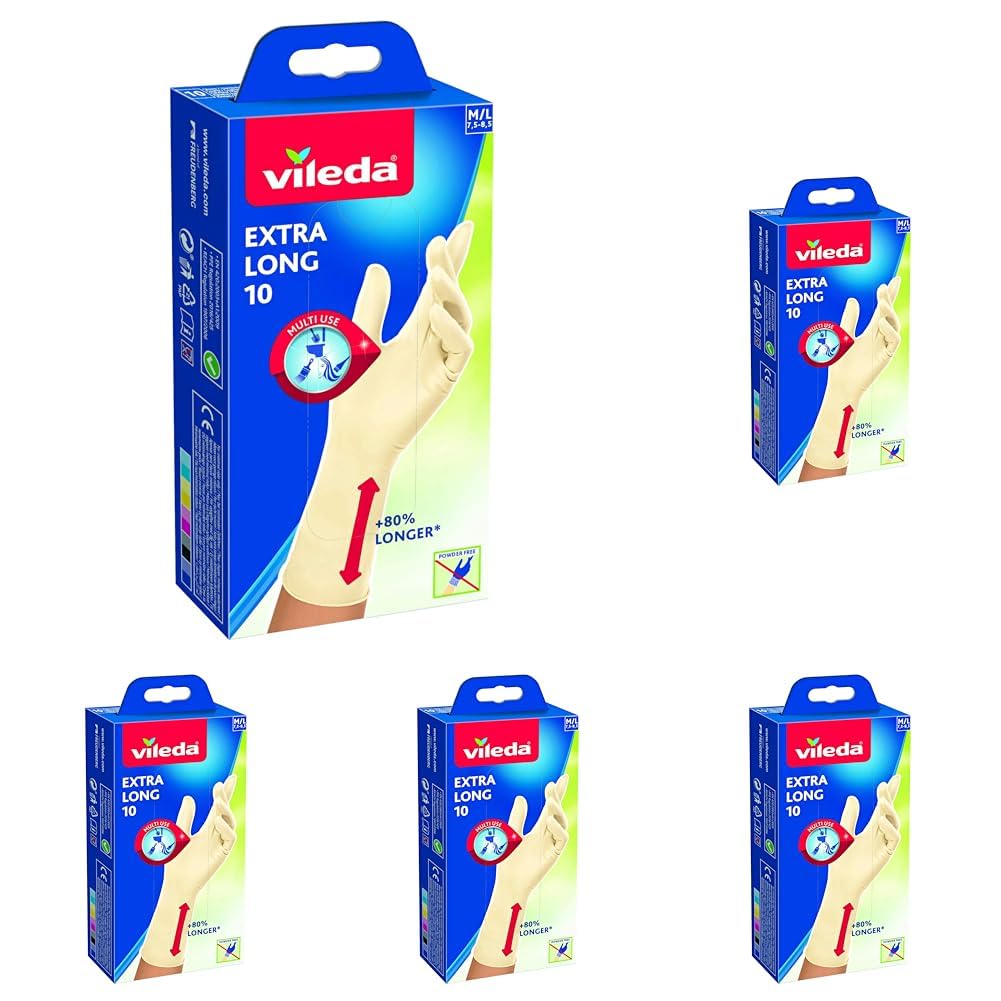 Vileda Extra Long 10 Handschuhe, Latex, Größe M/L (Packung mit 5) Baumarkt