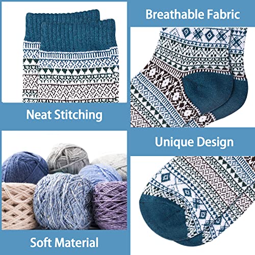 Image of ICEIVY Socks Women, Soft Knit Wool Winter Thick Warm Cabin Fuzzy Crew Women Socks 5 Pack