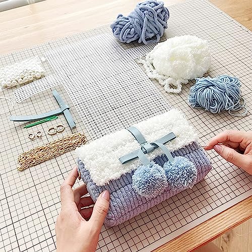 Image of Allazone 59 PCS Mesh Plastic Canvas Sheets Kit Including 24 PCS Clear Plastic Canvas, 12 Color Acrylic Yarn for DIY Crafts Embroidery Cross Stitch, Acrylic Yarn Crafting, Knit and Crochet Projects