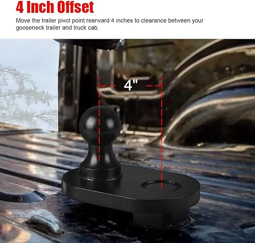 Miniatura 4 de Enganches de remolque de cuello de cisne compatibles con bola de giro, extensor de bola de desplazamiento de 4 pulgadas, enganche resistente para