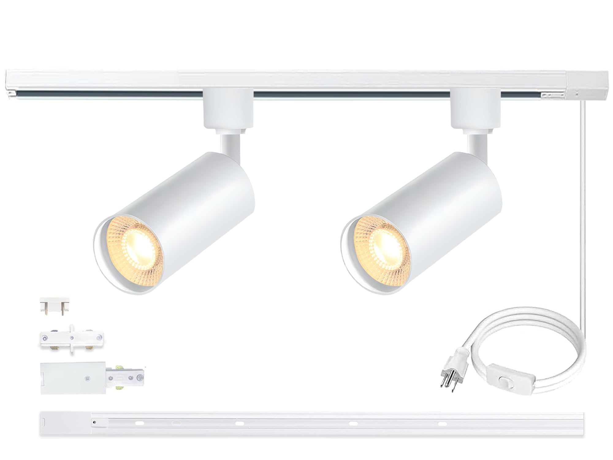 LED Track Lighting Kit 4000K Natural White 10W 2PCS Black H Type Plug in