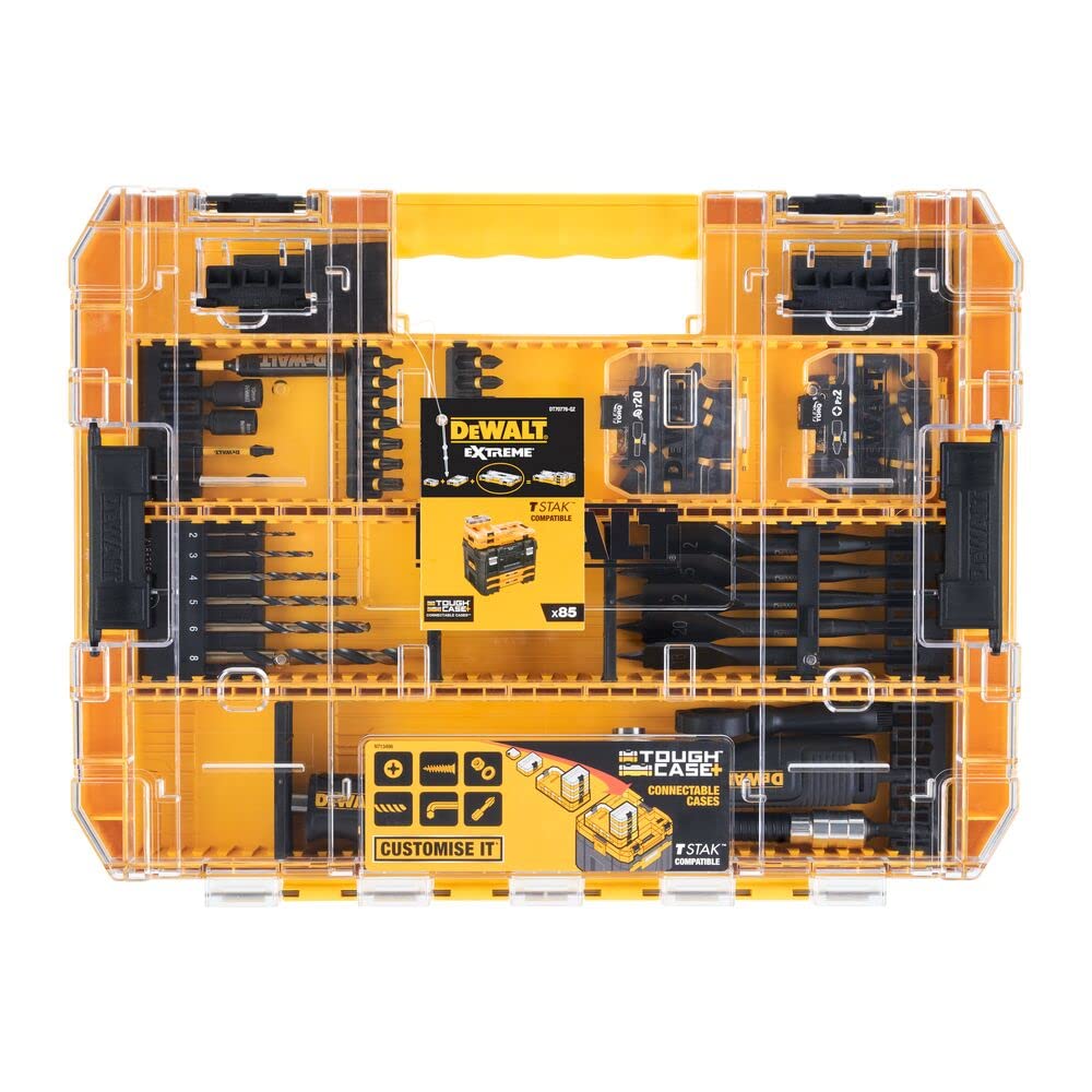DeWalt - Toughcase grande de 85 piezas para atornillar y taladrar con acoplamiento angular flexible