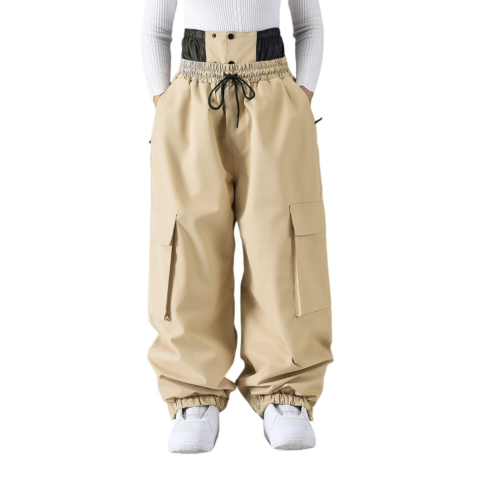 Générique Pantaloni da uomo per snowboard comodi e resistenti all'acqua pantaloni da neve larghi e caldi da donna in vita elasticizzata per l'inverno pantaloni sportivi all'aperto funzionali