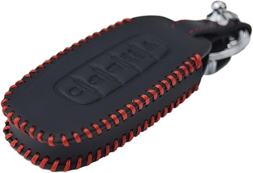 Miniatura 3 de Funda protectora de piel auténtica para llaves + llavero compatible con el nuevo tipo de control remoto para Nissan Rogue Pathfinder Sentra X-trail